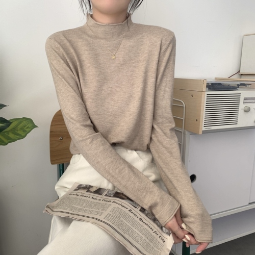 Autumn and winter Korean style long-sleeved inner sweater basic solid color half turtleneck bottoming sweater