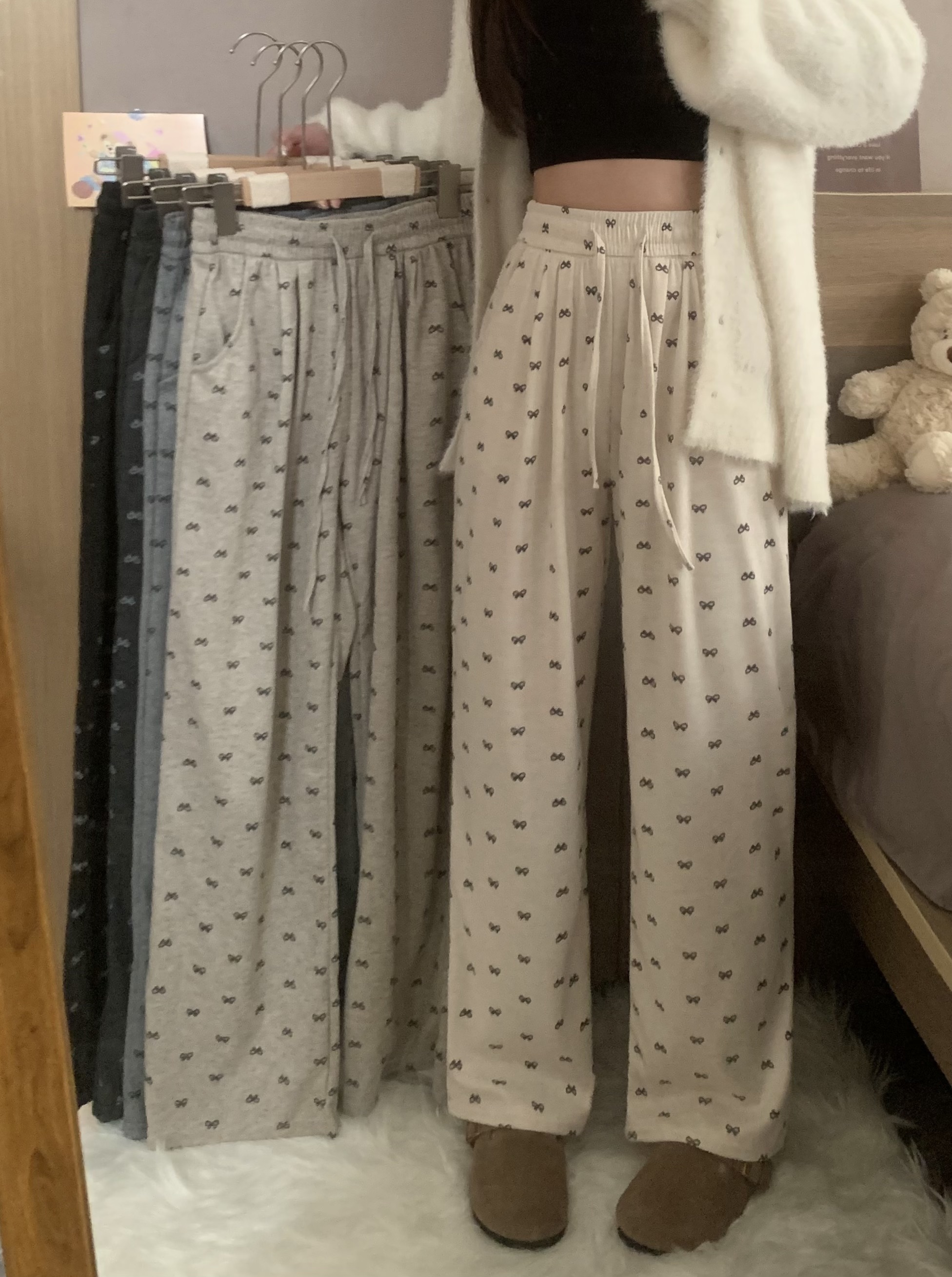 Real shot of autumn and winter bow Yamamoto glutinous rice pants, loose, casual, versatile, slimming and lazy walking pants