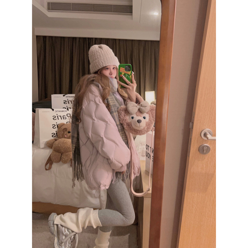 Winter down-padded jacket for women, new winter style, Korean version, lazy style, rhombus style, loose, slimming, thickened cotton jacket, trendy coat