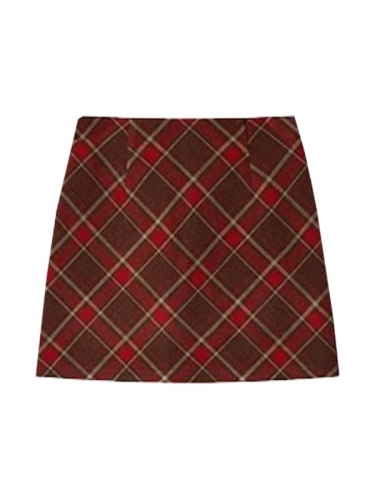 High quality spot#Small retro woolen plaid skirt for women autumn high waist a line short skirt hip skirt xs