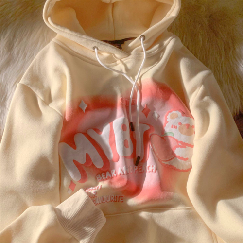 Official photo fleece 250g / David's hooded autumn and winter sweatshirt for women plus fleece