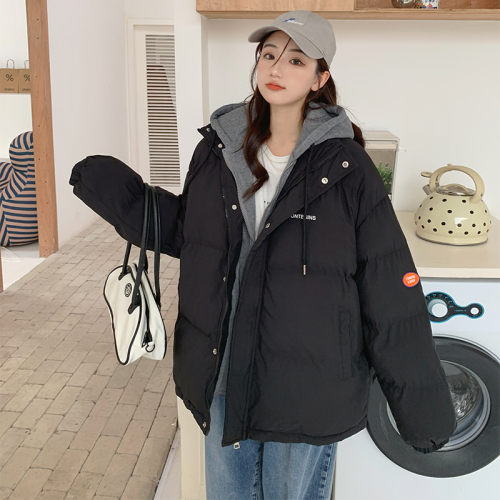 Actual shot Korean down jacket for women  new style short loose loose INS Internet celebrity thickened bread coat cotton jacket trendy women