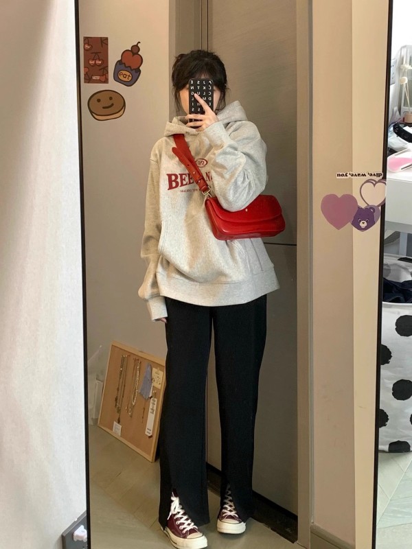 Thin velvet thickened high street American style hooded sweatshirt for women autumn and winter trendy brand oversize niche jacket sweatshirt trend