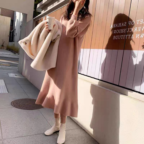 High-end sweater knitted dress for women, new autumn and winter temperament long skirt with bottoming fishtail skirt