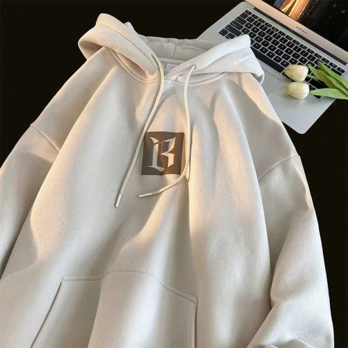 250g sweatshirt+foam printing+double-layer hooded collar autumn casual loose hooded pullover top