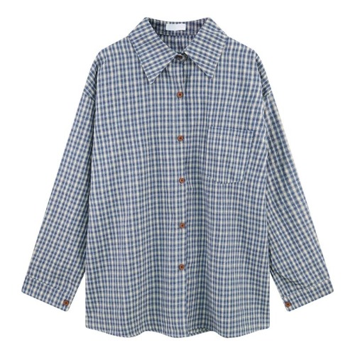 Special offer original fabric retro niche lazy style casual plaid loose plaid shirt women's jacket