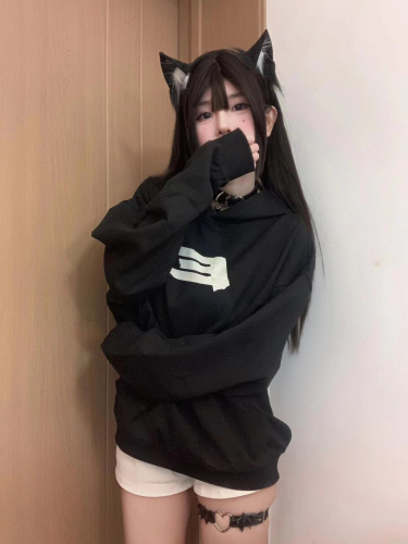 CVC cotton pasta wool Chinese cotton composite/milk silk 300g silver fox velvet 400g front printed hooded sweatshirt for women