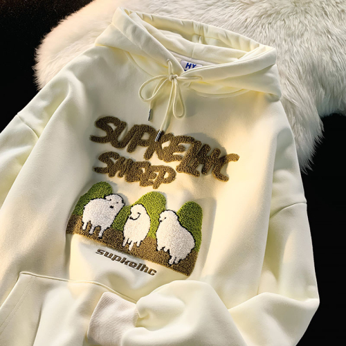 250g sweatshirt + towel embroidery + double hood with collar spring and autumn new thin sweatshirt for women with hood