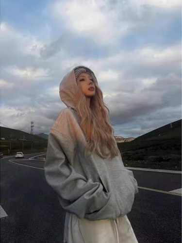 CVC cotton pasta wool Chinese cotton composite/milk silk 300g silver fox velvet 400g solid color hooded sweatshirt for women