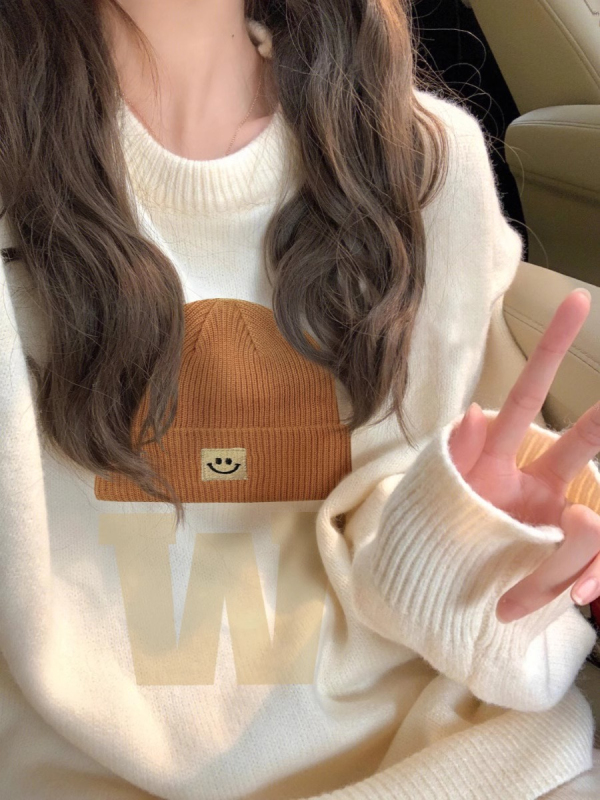 Sheep cashmere #retro milk style early autumn pullover knitted spring coat for women new minimalist street style sweater