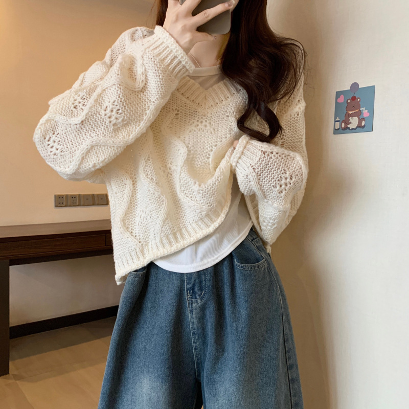 New version of Korean style design sweater + inner vest two-piece set