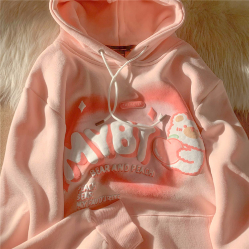 Official photo fleece 250g / David's hooded autumn and winter sweatshirt for women plus fleece