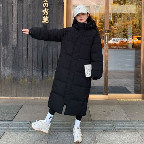 Real shot of down-padded jacket for women, mid-length knee-length cotton coat, winter Korean version, new thickened cotton-padded jacket, couple coat