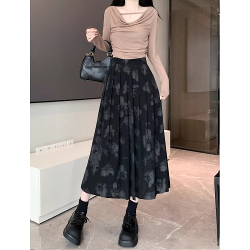 New Chinese style light national style skirt for women summer new pleated pleated skirt high waist large swing umbrella skirt