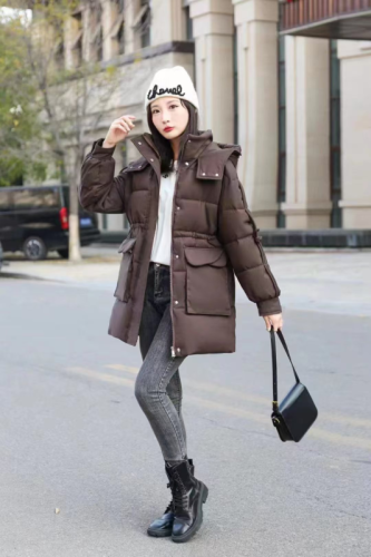 Women's winter mid-length thickened warm cotton coats for small people 2024 new winter style