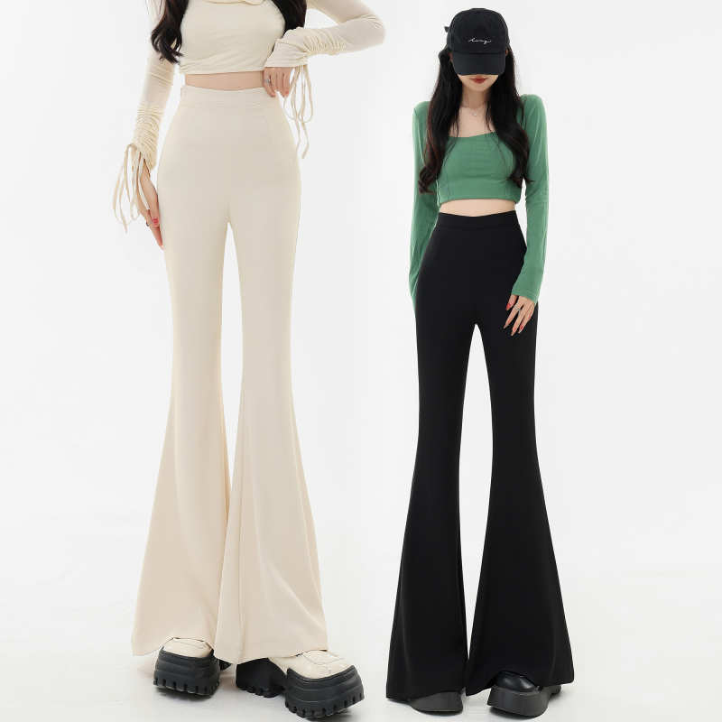 New feminine high-waisted Korean style versatile slim-fitting and long-legged bell-bottom pants