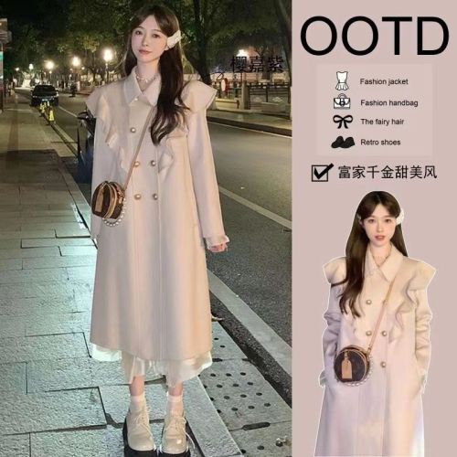 Xiao Xiangfeng elegant lady high-end long woolen coat Hepburn style wear woolen coat outer coat autumn and winter