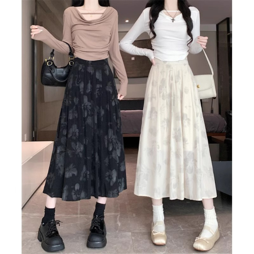 New Chinese style light national style skirt for women summer new pleated pleated skirt high waist large swing umbrella skirt