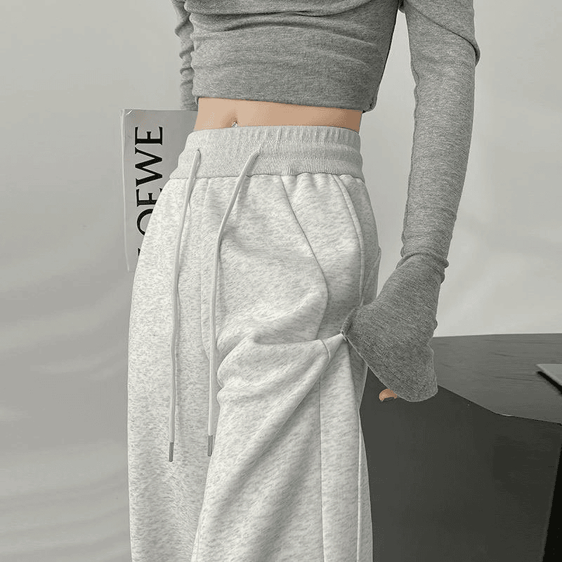 American white sports pants for women 2024 spring and autumn new high-waist slim casual straight-leg loose wide-leg pants floor-length pants