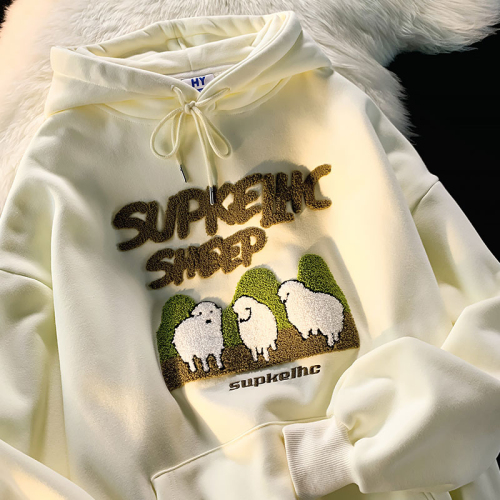 250g sweatshirt + towel embroidery + double hood with collar spring and autumn new thin sweatshirt for women with hood