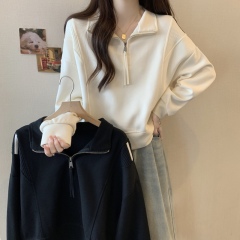 Plus size fat mm autumn new Korean design loose casual sweatshirt jacket