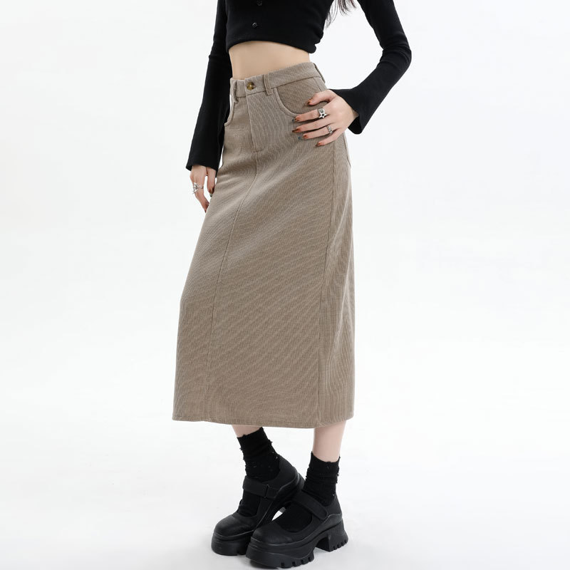 New slimming straight skirt for autumn and winter, versatile Korean fashion mid-length skirt