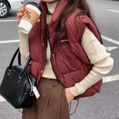 Down cotton vest cotton coat women's winter short style small 2024 new Korean version loose vest cotton coat