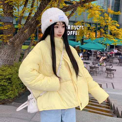 Real shot of women's cotton-padded jacket, Korean style short bread coat, small person, large size, Hong Kong style loose down jacket, student fat MM