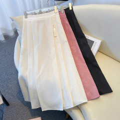 2024 large size new Chinese style jacquard horse face skirt pleated mid-length skirt looks slim and versatile