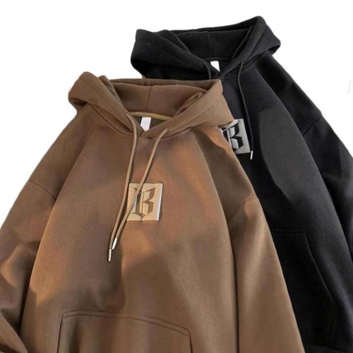 250g sweatshirt+foam printing+double-layer hooded collar autumn casual loose hooded pullover top