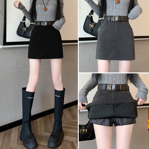 Autumn and winter new internet celebrity versatile high-end woolen skirt hip-covering skirt A-line