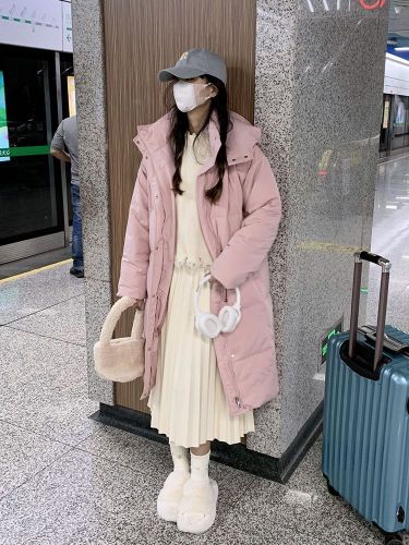 oversize bread coat, down cotton coat, women's winter coat, mid-length thick cotton coat, 2024 new trend