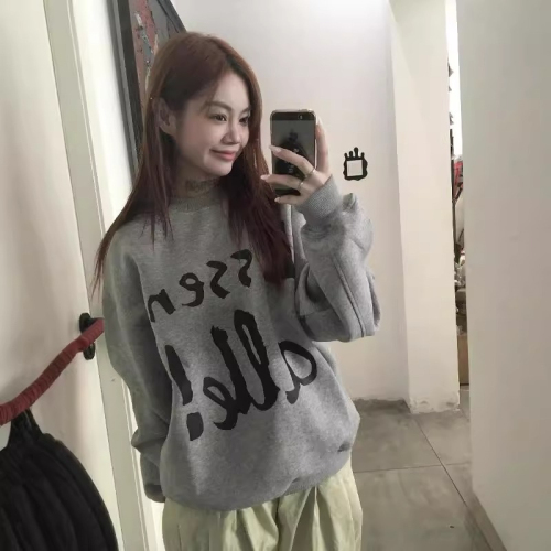 Imitation cotton Chinese cotton composite milk silk 320g silver fox velvet 420g round neck hooded double hood loose sweatshirt