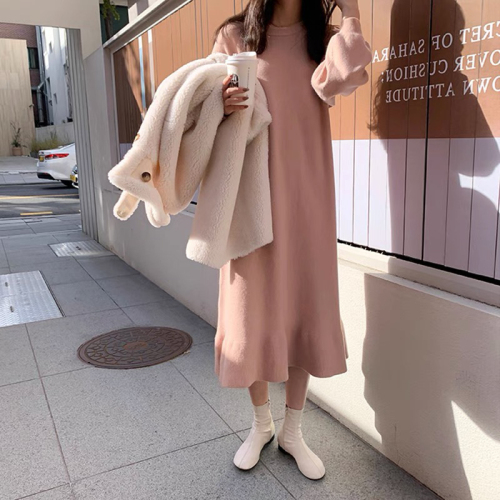 High-end sweater knitted dress for women, new autumn and winter temperament long skirt with bottoming fishtail skirt