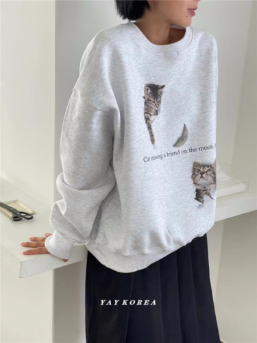 Korean foreign trade new style 260g large fish scale autumn thin sweatshirt for women with back collar M-XXXL