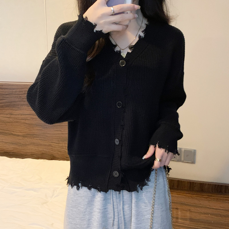 Plus size women's sweater new fat sister autumn sweater slimming loose cardigan jacket