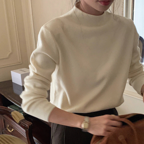 White half turtleneck sweater for women in autumn and winter new Korean style gentle warm top with base sweater