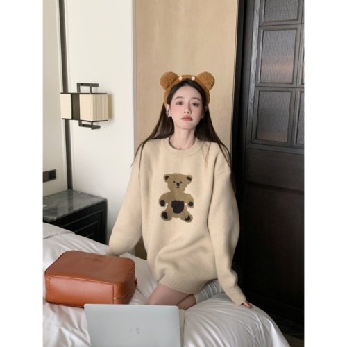 Lazy style soft waxy letter sweater women's autumn loose pullover sweater long-sleeved couple top