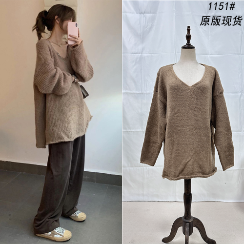 Spot solid color loose sweater for women in autumn and winter new style lazy slim versatile Korean style casual temperament knitted top