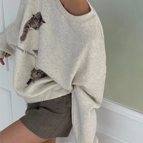 Korean foreign trade new style 260g large fish scale autumn thin sweatshirt for women with back collar M-XXXL