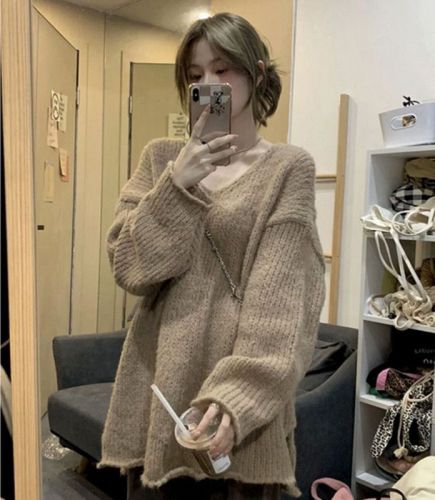 Spot solid color loose sweater for women in autumn and winter new style lazy slim versatile Korean style casual temperament knitted top