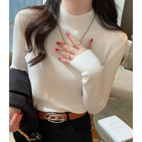 Knitted sweater for women, spring and autumn half turtleneck bottoming shirt, small fragrance style inner layer, new autumn and winter wool top