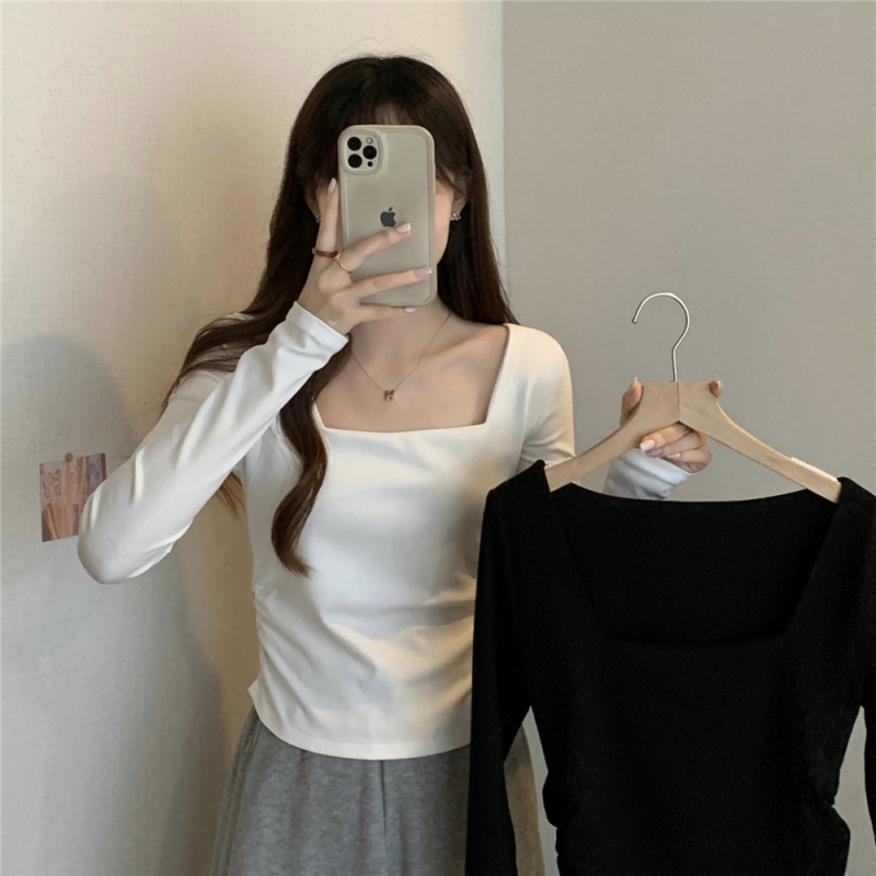 Long-sleeved T-shirt for women in early autumn, niche slim-fitting bottoming shirt, versatile, unique and unique top