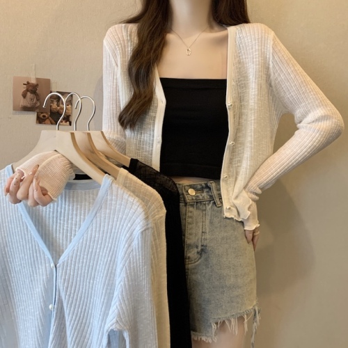 Women's large size ice silk sun protection cardigan with skirt and shawl air-conditioning shirt knitted small jacket