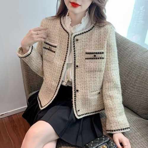 Tweed small fragrance autumn jacket for women 2024 new design niche versatile cardigan top