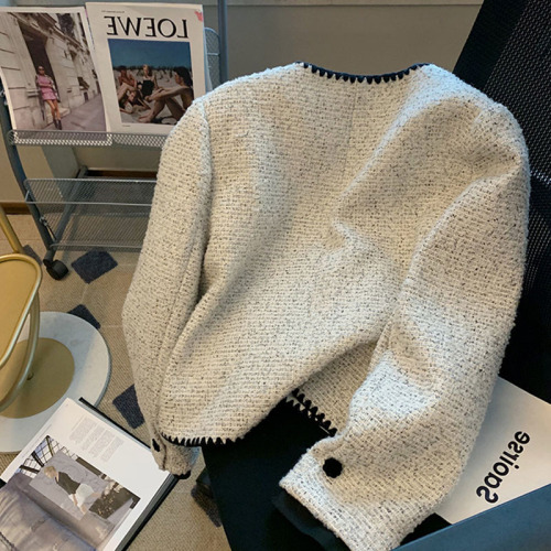 Official picture of small fragrant style lining spring French lady style small fragrant style high-end short coat for women