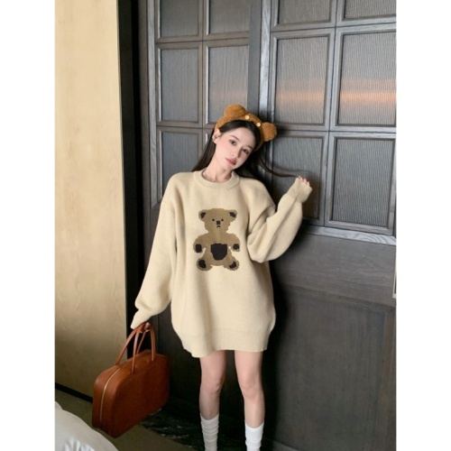 Lazy style soft waxy letter sweater women's autumn loose pullover sweater long-sleeved couple top