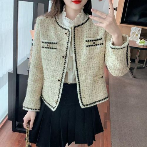 Tweed small fragrance autumn jacket for women 2024 new design niche versatile cardigan top