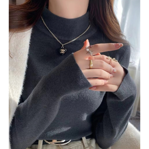 Knitted sweater for women, spring and autumn half turtleneck bottoming shirt, small fragrance style inner layer, new autumn and winter wool top