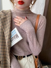 Half turtleneck bottoming shirt for women, autumn and winter inner sweater, spring and autumn style, new long-sleeved knitted solid color top